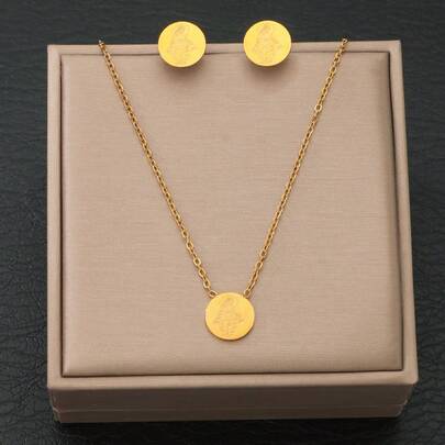 Bộ 3 món thiết kế cổ điển mang biểu tượng tôn giáo, gồm dây chuyền và bông tai hình Đức Mẹ Ban Ơn, mặt dây chuyền hình đồng xu Đức Mẹ Guadalupe - Trang sức Công giáo dành cho nữ, được ưa chuộng tại Mỹ, Châu Âu và Mỹ Latinh, món quà hoàn hảo cho sử dụng hàng ngày và dịp Giáng sinh.