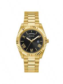 Guess Reloj de lujo para  inoxidable dorado, esfera negra con ventana de fecha, reloj de pulsera de negocios con números romanos GW0265G3 - Negro - Ver 10