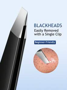 SHILING 不锈钢眉镊，黑色眉毛去除工具 - 查看 2