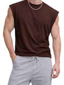 Plain Boxy Oversized Tank Top - Guaranteed Style - Lightweight Fabric - Fashion - Rust Brown - View 1