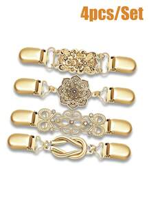 1/8 Pcs Golden Vintage Sweater Cinch Clips To Tighten Dress Pant Waist Retro Shirt Shawl Cardigan Collar Brooch Clips For Women - Gold - New Style - View 23