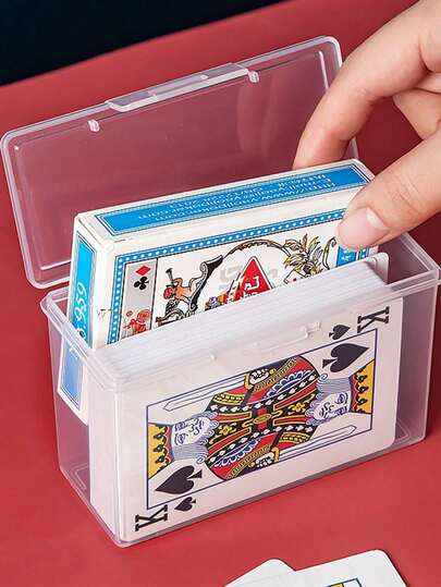 1 Set Of 1 Transparent Plastic Storage Box, Suitable For Storing Playing Cards, ID Cards, Business Cards (Cards Not Included), Playing Cards, Board Games, Card Games, Card Holders, Poker Card Boxes, Travel Games, Trash Cards, Tarot Cards And Games.