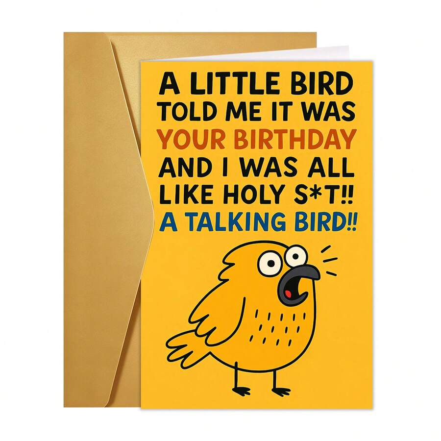 Funny Humorous Birthday Greeting Card | 1pc Talking Bird Design With Quote "A Little Bird Told Me It Was Your Birthday", Perfect For Friends, Family & Adult Celebrations, Unique Playful Wishes - Sets - View 1