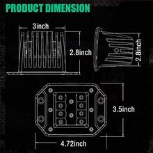 Pair Of 6000k Recessed Square LED Auxiliary Lights For Car And Motorcycle - A - View 3
