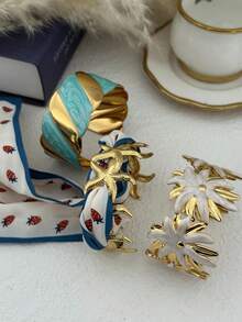 法国奢华紫白珐琅壁龛设计金属镶嵌手镯 - 彩色 - 查看 7