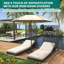 Pantalla de Privacidad Exterior de Metal con Base | Biombo Decorativo Autosoportante 180x116 cm | para Jardín, Terraza, Patio o Balcón | Cerca de Protección y Decoración - Diseño geométrico - Ver 5