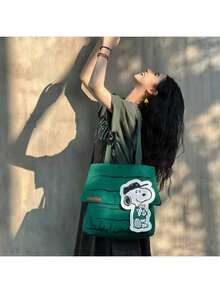 SNOOPY 1个新款史努比印花大容量休闲时尚手提包，女士旅行单肩包 - 彩色 - 查看 3