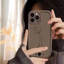 Music Player & Earphones Art Phone Case, For IPhone 17 16 15 14 13 12 11 XS XR X 7 8 Plus Pro Max, Protective Back Cover With Camera Protection - màu nâu - Xem 4