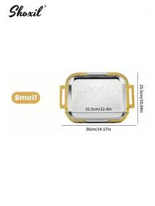 shoxil 1/3 صينية مستطيلة على الطراز الشرق أوسطي مع مقبض، صينية تقديم بنمط سنابل القمح مناسبة لتقديم العديد من الأكواب والأطعمة، صينية تخزين على الطاولة، أدوات مطبخ، صينية زخرفية، مناسبة للمنزل والحفلات والهدايا - صينية - مشاهدة 10