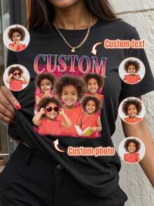 Custom 90s Vintage Style T-Shirt, Custom MAMA Graphic With Photo And Text, Supports DIY Photo And Slogan, Thoughtful Gift For Mother - Black - View 2
