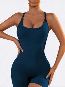 Seamless Athletic Bodysuit, Butt-Lifting Effect, With Removable Padding And Criss-Cross Straps. - Azul - Ver 3