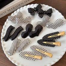 Pinzas para el cabello de lunares para niñas, horquillas con lazo bonito, pasadores acrílicos sin costuras, accesorios para el cabello a para mujeres DB0K - 25655-H - Ver 2