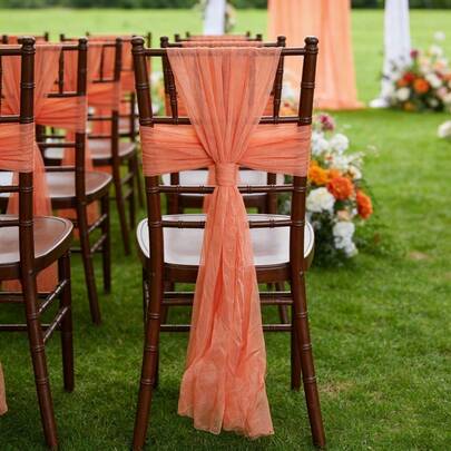 10条缎带椅套，可重复使用，长方形装饰，适用于周年纪念、婚礼走道、情人节庆祝活动，多种颜色