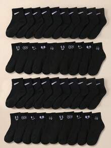 10 Pares de Meias Elásticas Macias de Cor Sólida para Crianças, Adequadas para Uso Diário e Esportes, Resistentes a Odores, Versáteis Casuais, Meias Escolares Pretas para Adolescentes - Multicolorido - Visão 4
