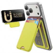 For MagSafe Wallet 5 Card Holder With Stand Magnetic Phone Wallet Stand For IPhone 17/16/15/14/13/12  Max Air Plus Series RFID Blocking Vegan Leather  Yw - Màu vàng huỳnh quang - Xem 7