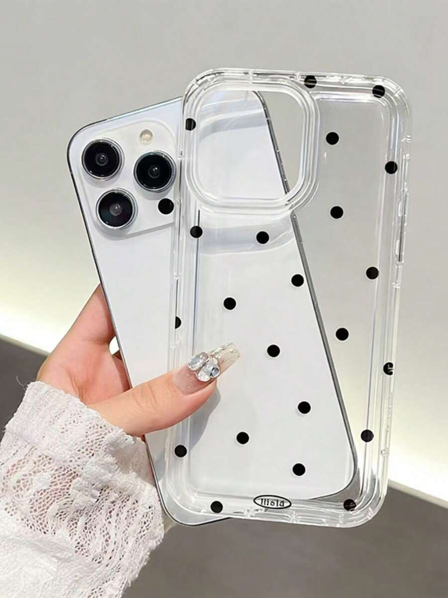 1pc Ins Style Cute Polka Dot Transparent Soft Phone Case, Compatible With IPhone 17, 17 Pro Max, 17 Air, 16, 15, 14, 13, 12, 11 Pro Max, 16 Pro Max, 15, 14 Plus, Minimalist Creative Shock-Proof Back Cover - Multicolor - View 1
