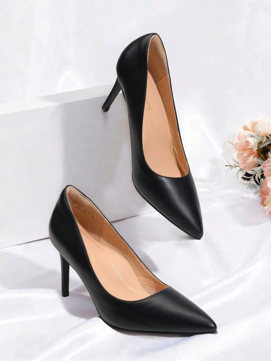 Women's Pointed-Toe Stiletto Pumps Elegant Slip-On Heels For Wedding, Office, And Special Occasions. Designed For Style And Comfort. - 黑色 - 查看 1