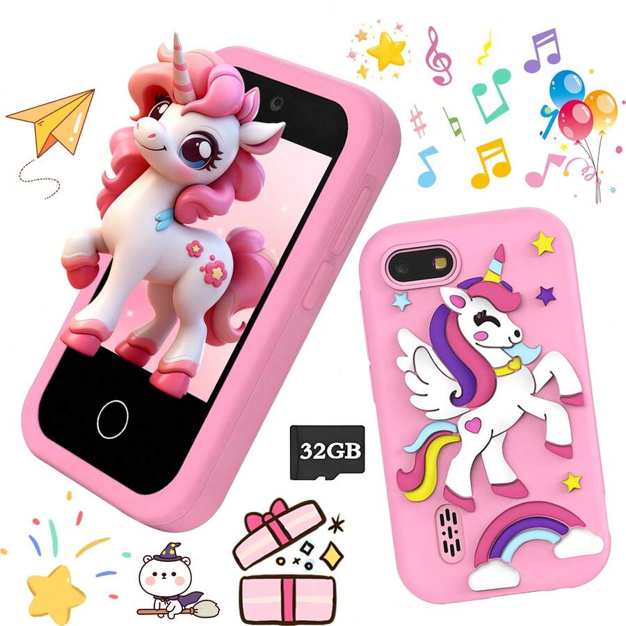 多功能儿童智能手机玩具，2.8英寸屏幕，双摄像头，MP3音乐播放，20款益智游戏，12种场景闹钟，手电筒功能，早教玩具，适合3-12岁儿童生日礼物 - 彩色 - 查看 1