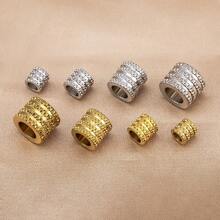 20 piezas de cuentas de malla de acero inoxidable dorado con textura y agujero grande, adecuadas para hacer collares, pulseras y joyería DIY - 20 piezas - Ver 7