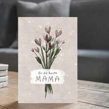 Cartão de Dia das Mães Alemão (1 unidade) - Com Envelope, Apresentando um Design Floral Boêmio em Aquarela, Ideal para o Dia das Mães Espanhol, Um Presente Único para Qualquer Ocasião - A - Ver 4
