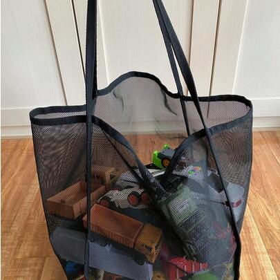 Transparent Mesh Shoulder Tote Bag, Fashionable & Lightweight, Large Capacity Versatile Shopping/Beach Bag