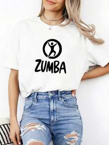 Zumba Workout Graphic T-Shirt  Short Sleeve Crew Neck Unisex Dance Ness Gym Tee Novelty Aerobics Instructor Gift For Men Women Soft Breathable Casual Summer - 白色 1 - 查看 12