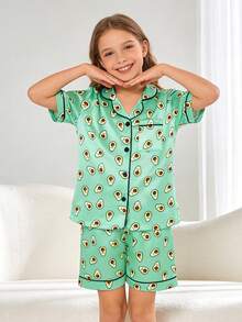 Bộ đồ ngủ 2 mảnh tay ngắn in hình quả bơ dành cho bé gái tuổi teen - Nhiều màu - Xem 5