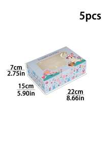 5pcs/10pcs Easter High-Quality Cake Boxes Set With Handle & Window, Rabbit & Egg Print Thick Cardboard Bakery, Cake, Chocolate, Cookie, Party, Birthday, Easter Festival Packaging Boxes, Cupcake Boxes - View 11