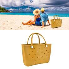 Bolsa de playa duradera y segura Material EVA multifuncional ahorro de espacio portátil diseño de agujero redondo bolsa de playa grande - Amarillo - Ver 11
