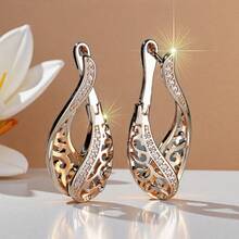 Orecchini a cerchio eleganti in stile bohémien da donna - orecchini con design floreale traforato in oro, gioielli per matrimoni e feste, regalo per anniversario o compleanno - delicati per occasioni quotidiane e formali, orecchini carini, gioielli per occasioni speciali, lavorazione traforata raffinata - Multicolore - Visualizzare 6
