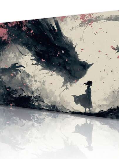 وسادة مكتب بنمط التنين، وسادة فأرة مطاطية كبيرة الحجم مضادة للانزلاق، تصميم حواف مخيطة، وسادة لوحة المفاتيح قابلة للغسل مضادة للانزلاق، مناسبة للكمبيوتر والمكتب والألعاب