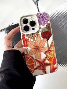 1pc Fashion Floral Collage Graphic Milky White Liquid Soft Edge Phone Case Compatible With IPhone 16/16Pro/16Plus/15/15ProMax/15Pro/11/12/13/14ProMax/11Pro/11ProMax/12Pro/12ProMax/13Pro/13ProMax/14Pro/14ProMax, Creative Elegant Design - Multicolor - View 1