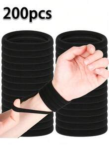 100pcs Fashion Simple High Elastic Thick Hair Ties, Suitable For Daily Use And Gifting. Can Be Used As Hair Ties, Ponytail Holders, Headbands And Sports Headbands. Suitable For Women And Girls, Perfectly Holds Long Hair. Also Suitable For Teenagers. Bathroom | Fashion Hair Tie Series | Durable Hair Ties (200/100/50pc Options) - Black Hair Ties - 查看 8