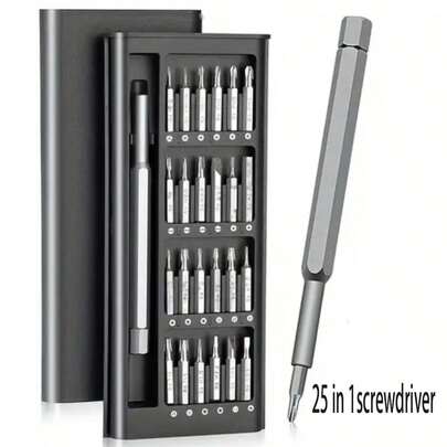 25件套精密螺丝刀套装，多功能维修工具组，适用于智能手机和平板电脑，塑料材质，多种刀头形状，不可充电 - 必备电子产品拆卸工具