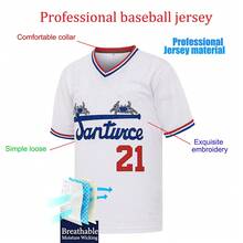 Men's Santurce Crabs #21 Roberto Clemente Baseball Jersey Letter Embroidery , Loose V-Neck Sleeve Retro Pullover Sportswear, World Baseball Classic Fan Gift - 白色 - 查看 2