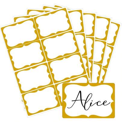 120 etiquetas adhesivas con borde dorado, 30 etiquetas adhesivas en blanco con bordes dorados, adecuadas para la escuela, la oficina, frascos de almacenamiento, botellas de especias, fiestas, sala de manualidades, bodas y organización de la cocina del hogar