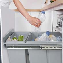 Interior Contenedor de reciclaje para mueble de cocina, Cubos de basura bajo fregadero 8L+5L, fijación inferior y extracción manual, cubos extraíbles, con tapa - Gris 5 - Ver 4