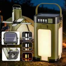 Rechargeable Solar Camping Lantern, Rechargeable Flashlight, 6 Lighting Modes, Portable Hanging Tent Light, Foldable Clover LED Floodlight. Suitable For Camping, Hiking, Travel, Fishing, Emergency, Also As A Gift. - 1PC - View 3