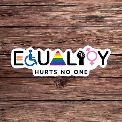 1张骄傲平等贴纸，包容多元笔记本电脑贴纸，彩虹LGBTQ乙烯基贴纸，平等礼物，防水哑光可撕贴水杯贴纸，手绘水瓶贴纸，潮流骄傲笔记本乙烯基贴纸，送给包容爱好者的完美礼物，彩色多元汽车贴纸，易于粘贴的彩虹笔记本电脑配件，平等美学电脑贴纸，乙烯基水杯装饰，可爱骄傲笔记本装饰，包容彩虹水瓶贴纸，支持多元的汽车贴纸