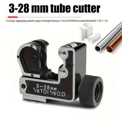 1pc Stainless Steel Pipe Cutter, Professional Pipe Cutting Tool, Suitable For 3-28mm Diameter, Equipped With Sharp Blade, No Assembly Required, Applicable For Plastic, Copper Pipe And PEX Tubing