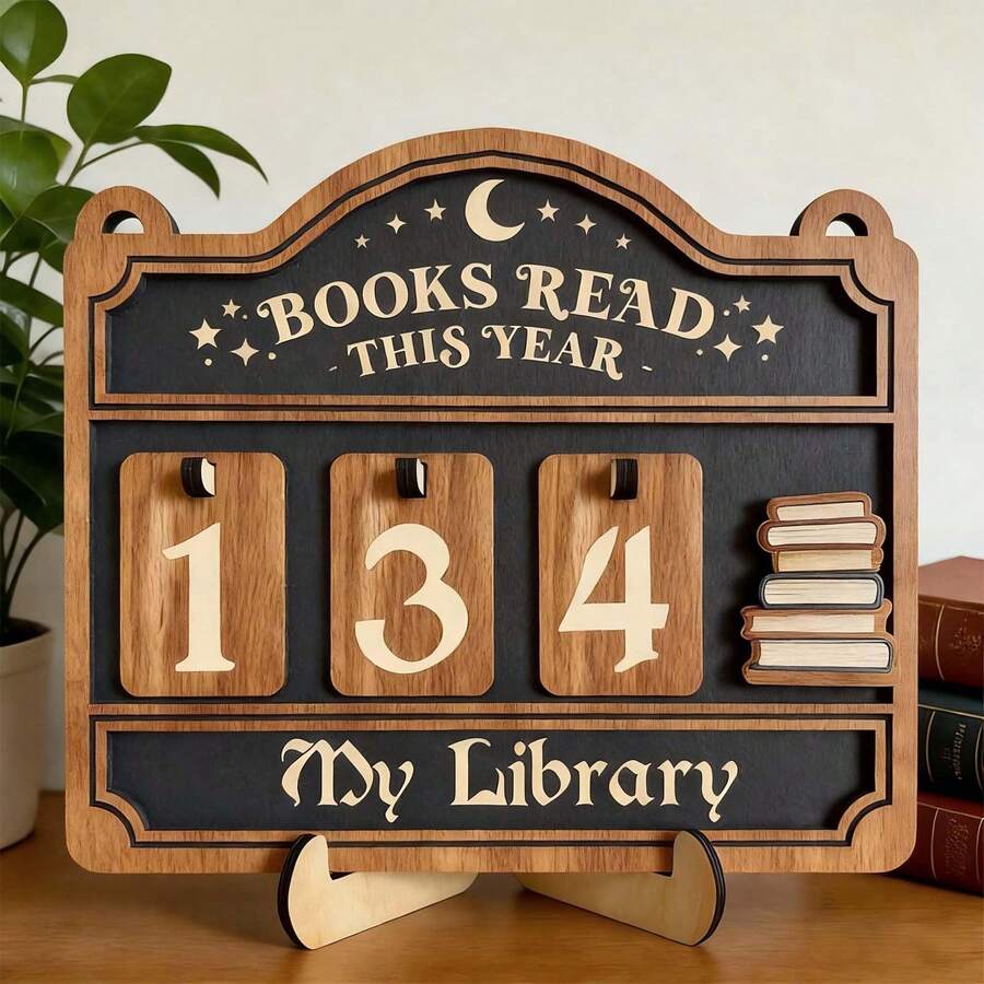 Room Decration Books Read This Year Counter Book Tracker For Home Library Decor Book Counter Book Lover Gift For Librarian Reader Teacher Bookshelf Decor Wall Art - Multicolor - View 1