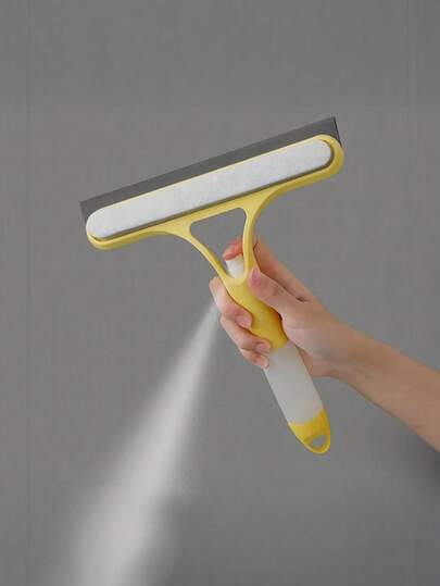 2-In-1 Glass Cleaning Brush, Silicone Scraper And Washing Brush, Streak-Free Window Cleaner Suitable For Shower Glass Doors, Bathroom Mirrors, Windows, Glass Tables And Car Windshields, Reversible Water Removal Squeegee, Scratch-Resistant Reusable Handheld Cleaning Tool