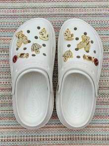 Sapato Chinelo babuche CROCO de salto alto 100% EVA com aleatoriamente pingente - Macio e Confortável - Branco - Visão 1