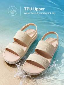 Women Beach Sandals Fashion Comfortable Flat Sandals Platform Summer Water Outdoor Casual Walking Shoes - 米色 - 查看 4