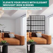 Pantalla de Privacidad Exterior de Metal con Base | Biombo Decorativo Autosoportante 180x116 cm | para Jardín, Terraza, Patio o Balcón | Cerca de Protección y Decoración - Diseño de moneda - Ver 4