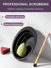 24pcs/1pc Complete Makeup Brush Set Includes 20 Soft Makeup Brushes-Such As A Translucent Powder Brush, Blush Brush, Contour Brush, Highlighter Brush, Foundation Brush, Nose Contour Brush, Eyeshadow Brush, Eyebrow Brush, Lip Brush, And Detail Brush-Plus 1 Travel-Friendly Waterproof Makeup Bag, 1 Liquid Beauty Sponge, 1 Facial Cleansing Puff, And 1 Brush-Cleaning Bowl. Ideal For Beginners, Professional Makeup Artists, And Novice Beauty Practice. - Black - View 4