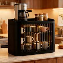 Dustproof, Two-Tier Rolling Rack For Cups | Plastic Coffee And Cup Organizer For The Kitchen Countertop – Space-Saving, Multi-Tiered Storage For Home And Catering - 查看 7