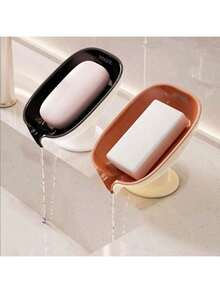 Suction Cup Soap Dish, Double-Layer Drainage Suction Cup Soap Holder, Bathroom Countertop Soap Rack, Oval Plastic Soap Dish With Drainage, Suitable For Bathroom, Removable And Easy To Clean Soap Tray, Hole-Free Countertop Sink Rack - Soap Box - View 4