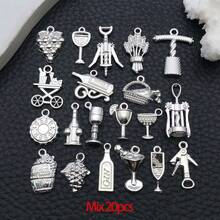 1pack Wine Themed Charms Mixed Grape Cocktail Shape Charms Wine Opener Pendants DIY For Necklace Bracelet Jewelry Making And Crafting - Multicolor - View 11