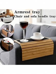1个木质扶手托盘，实木材质，专为保护扶手而设计，带可折叠杯架，适用于客厅沙发和电视，可作置物架，方便女性收纳整理旅行必备品、返校宿舍用品，亦可作房间装饰。 - 彩色 - 查看 9